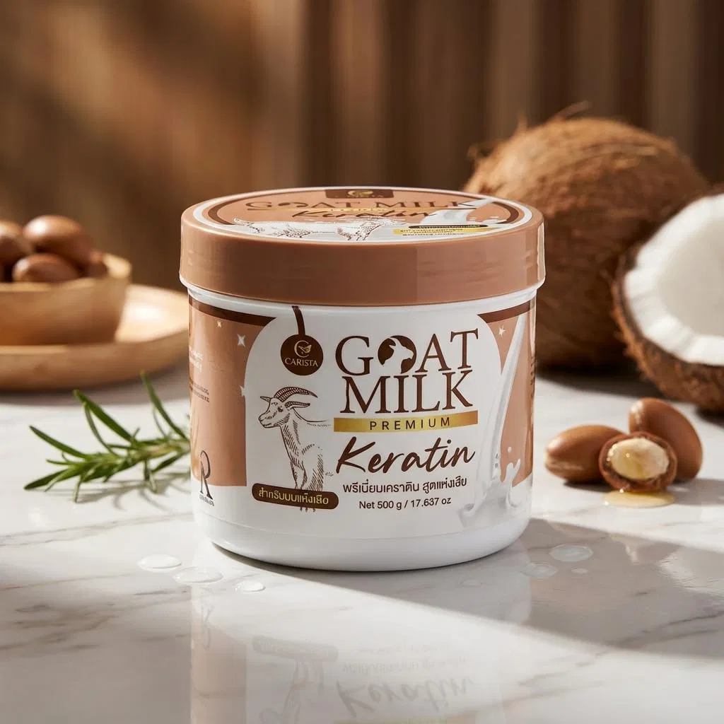 Маска для волос Carista Keratin Goat Milk Premium 500 г с аргановым, кокосовым маслом и витамином B5 Alibooster — фото 3