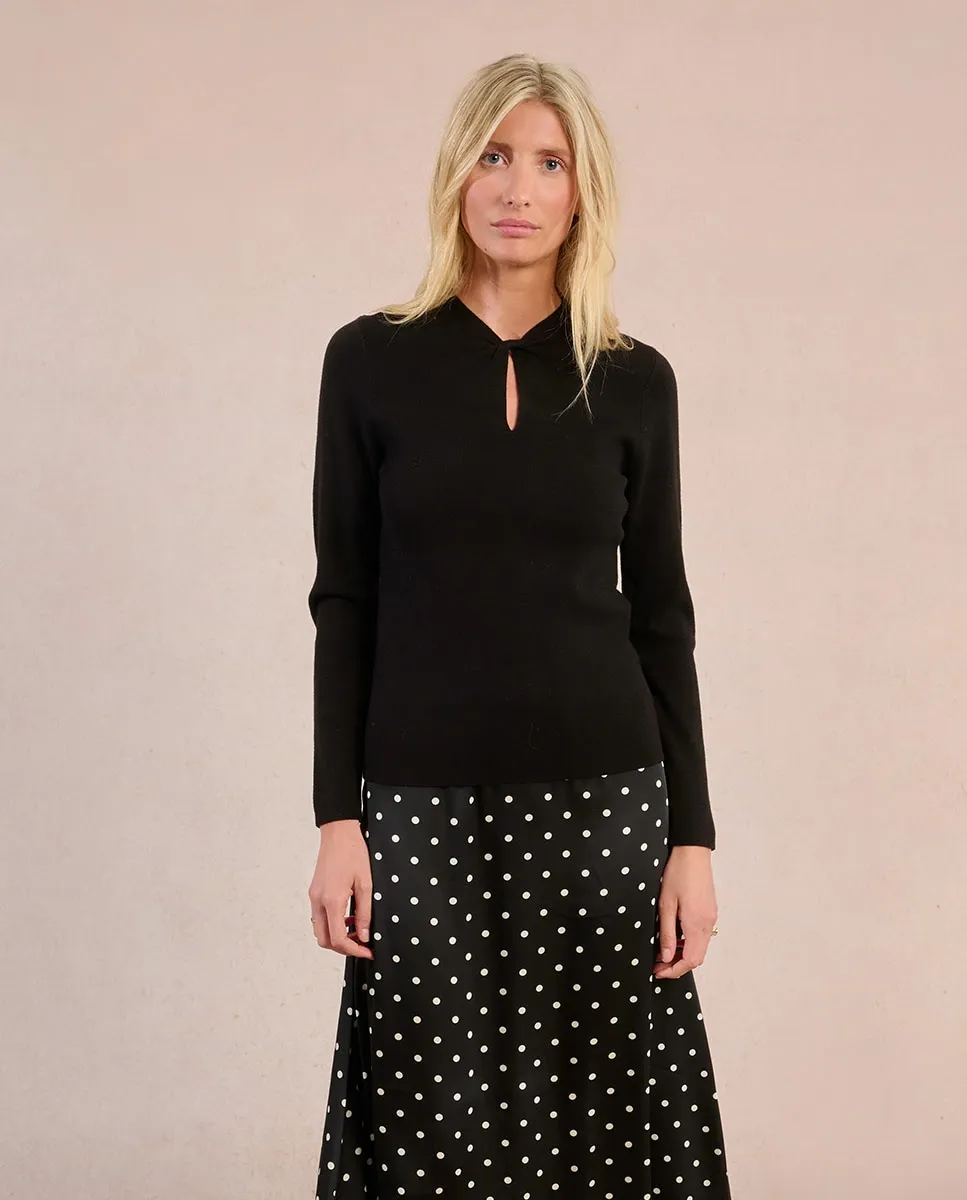 

Женский джемпер с длинным рукавом с деталями разреза Molly Bracken, черный