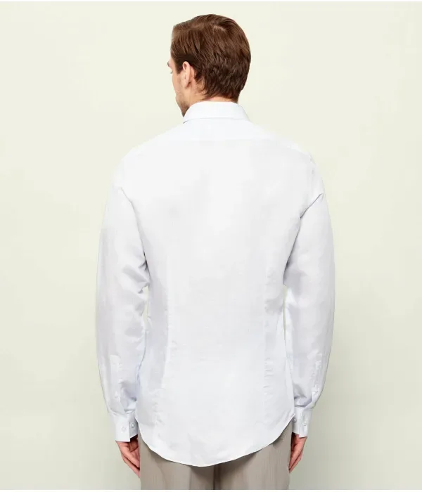 Льняная рубашка slim fit Calvin Klein, небесно-голубой — фото 3