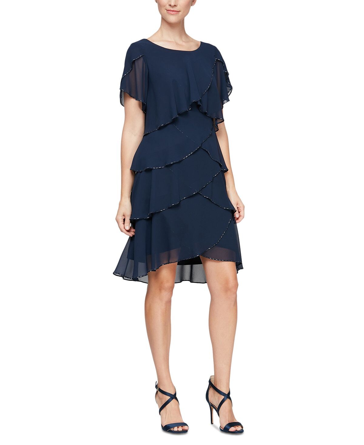 

Платье прямого кроя, расшитое бисером SL Fashions