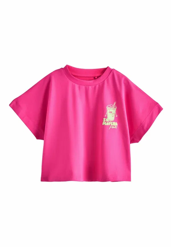 Футболка хлопковая Regular fit boxy graphic t-shirts 3 pack Next, Pink, Green, зеленый/розовый — фото 4