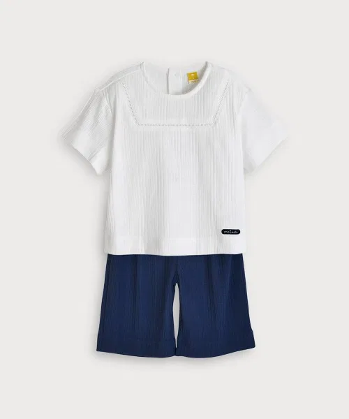 Детский комплект с логотипом с коротким рукавом и брюками до 7/8 moimoln, Navy