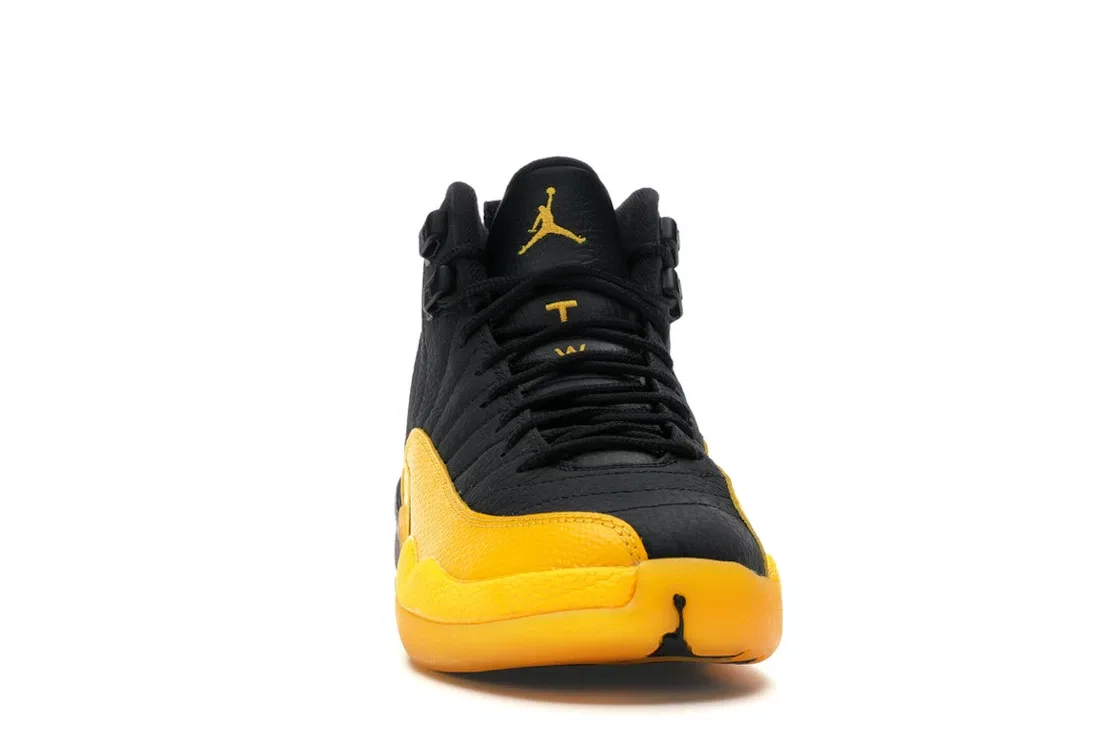 Детские кроссовки для мальчиков с верхом из натуральной кожи Jordan 12 Retro Jordan, Black/University Gold — фото 2