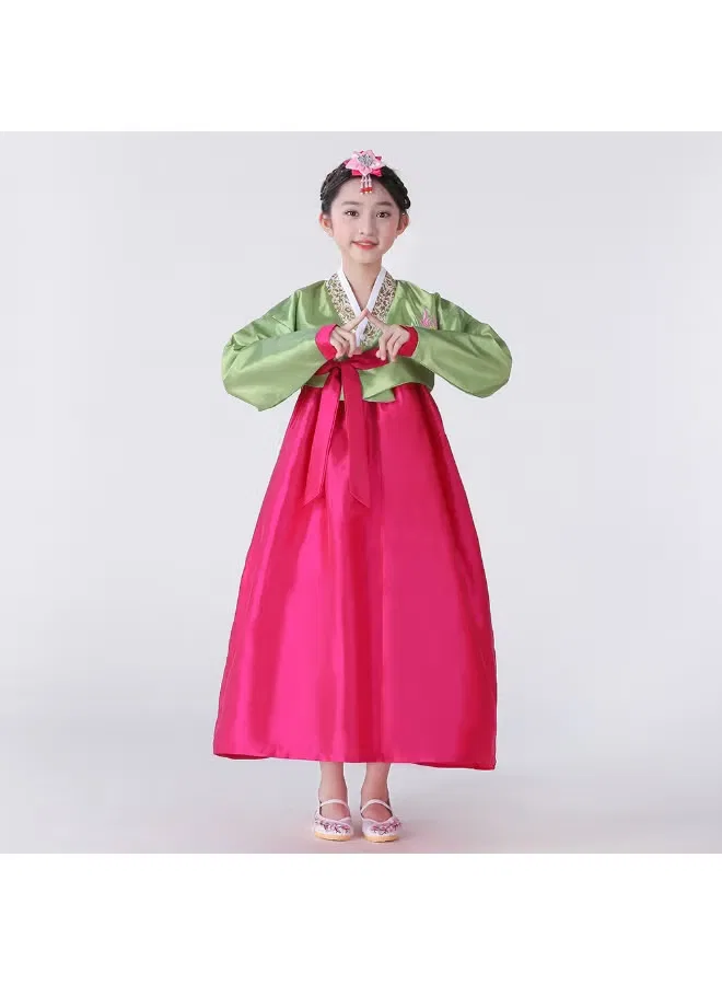 Костюм ханбок с шелковой юбкой комплект Korean girls kids hanbok Al Aoyama, зеленый — фото 3
