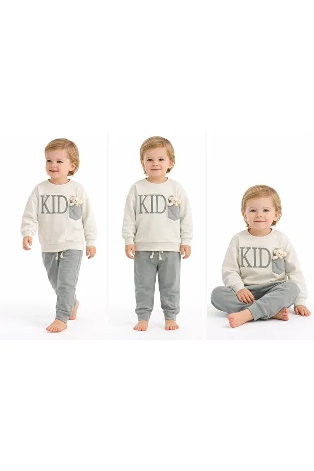 Детский спортивный костюм для мальчиков с принтом Honey Kids, Gray — фото 3