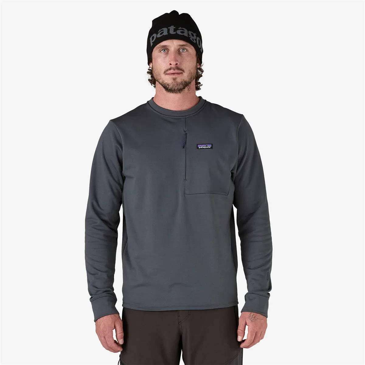 Технический флисовый свитер с микрогрид-подкладкой Patagonia R1 Thermal Crew, Smolder Blue