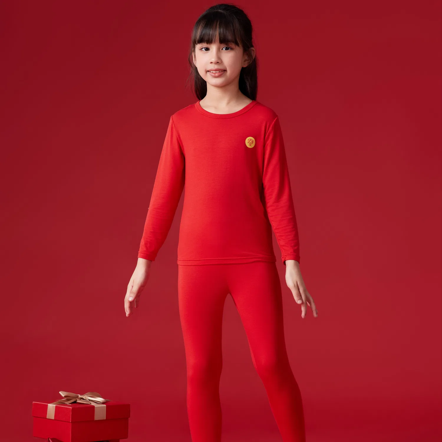 Детский комплект нижнего белья с низким вырезом Red Bean, China Red — фото 3