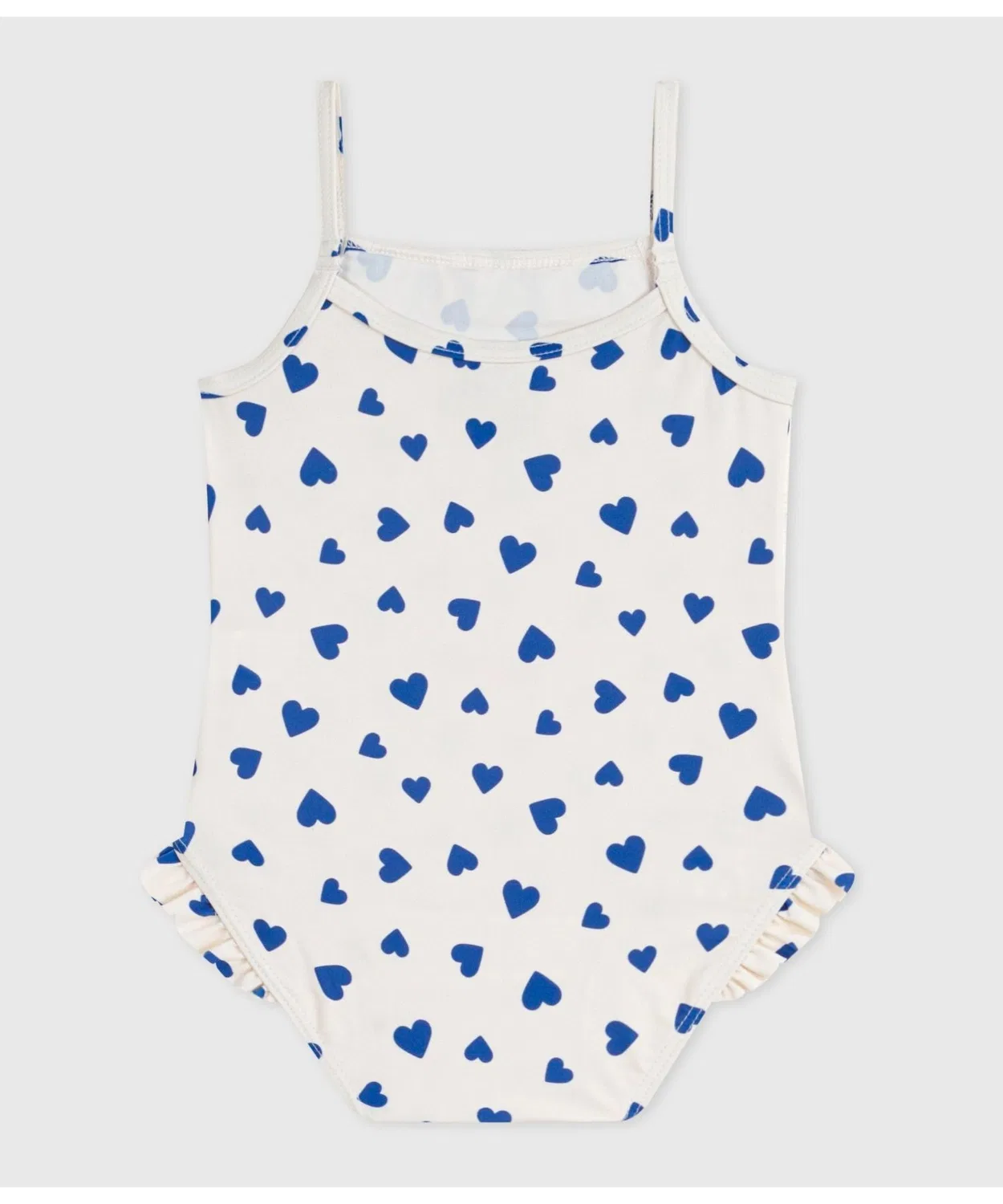 Детский купальник-платье с принтом Heart Print White Blue PETIT BATEAU, Белый/Синий — фото 4