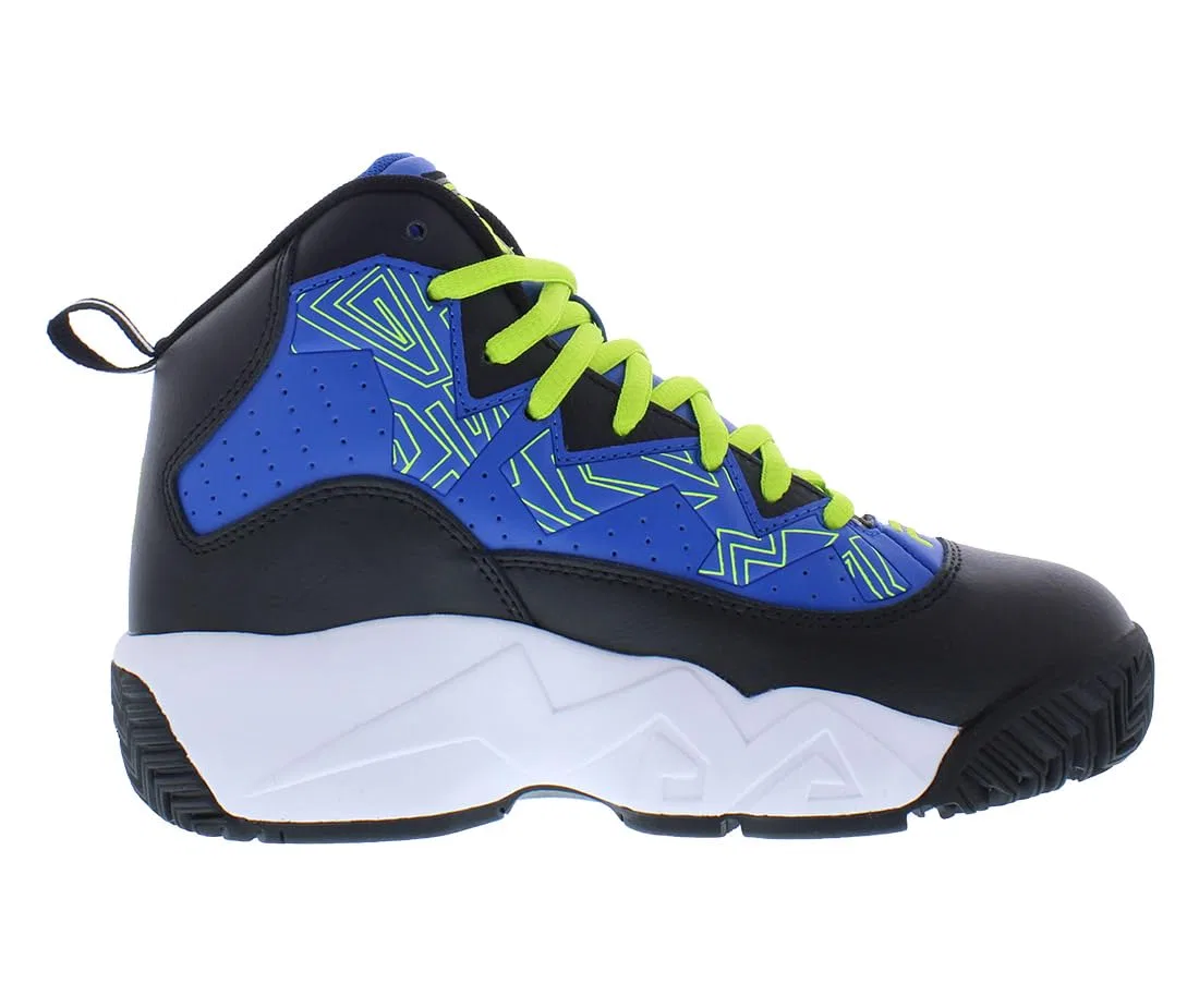 Детские кроссовки для мальчиков с принтом Kid's Fila Mb Fila, Black Blue Lime — фото 3
