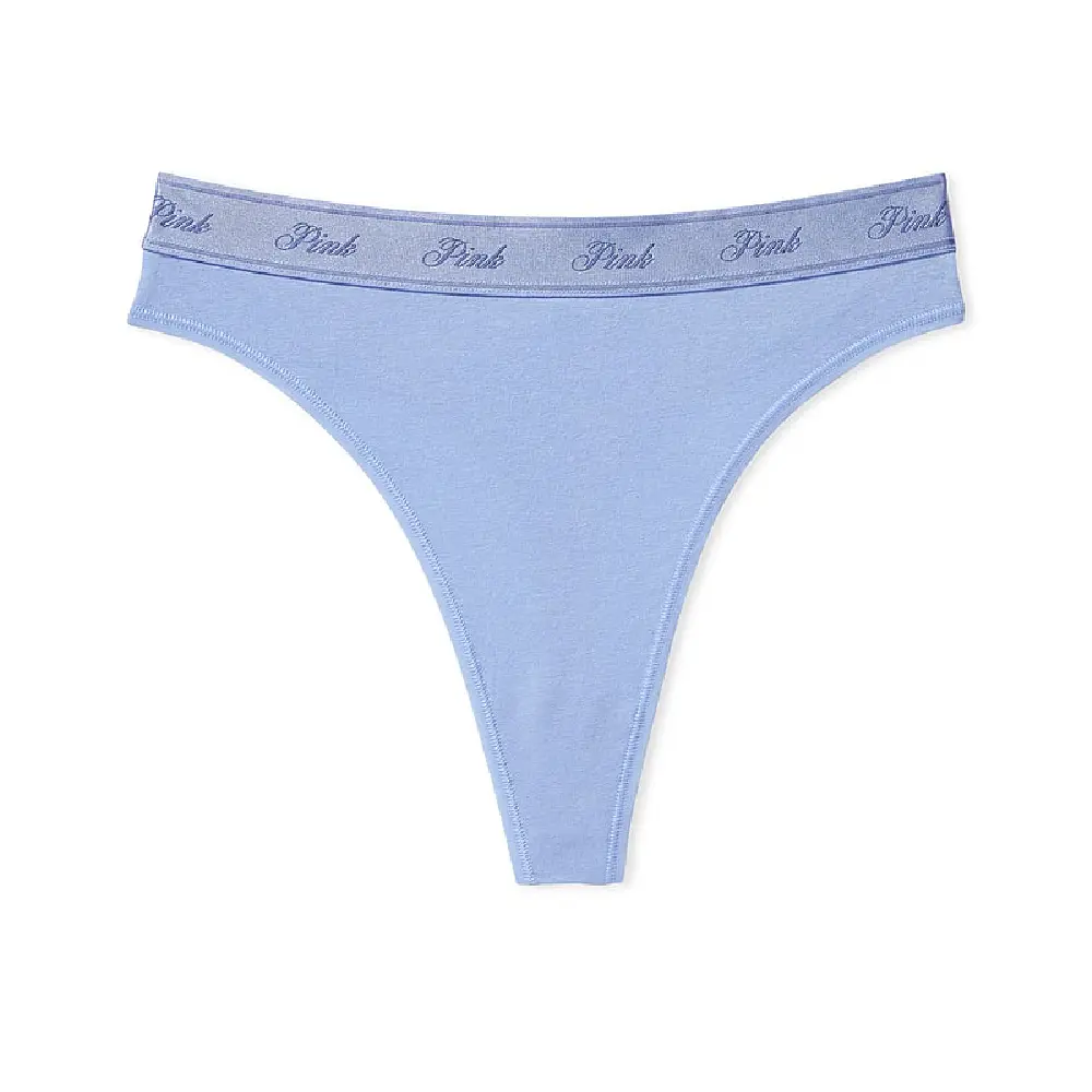 

Трусы Victoria's Secret Pink Logo Cotton High-waist Thong, синий