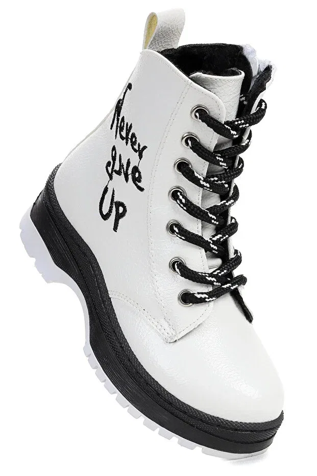 Детские ботинки для девочек термо Kiko Kids, White - Black