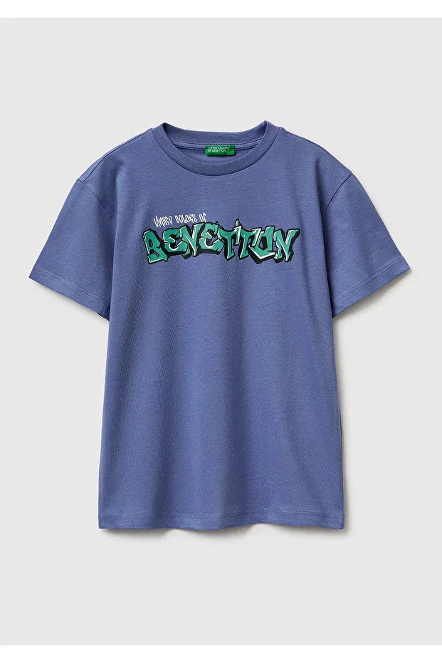 Детская футболка для мальчиков с принтом United Colors Of Benetton, Aviator Blue