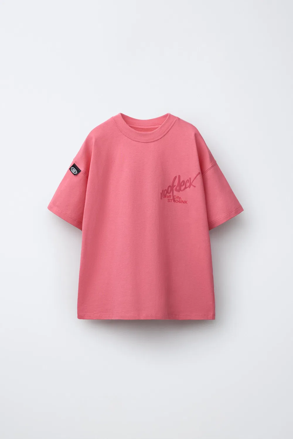 Футболка с принтом граффити ZARA, Pink/White
