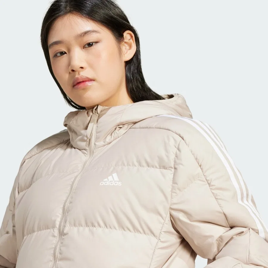 Куртка из футера с утеплителем и капюшоном Sportswear Essentials 3-Stripes Mid Down Hooded Jacket adidas, Бежевый — фото 4