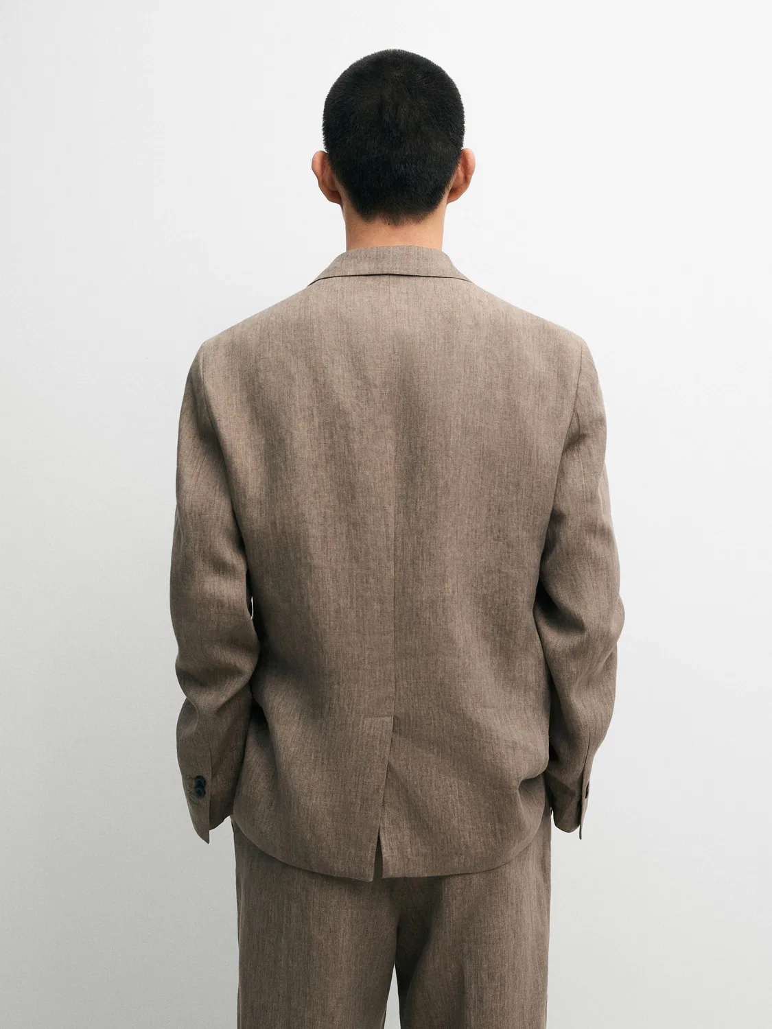 Блейзер из 100% льна Massimo Dutti, Ochre — фото 3