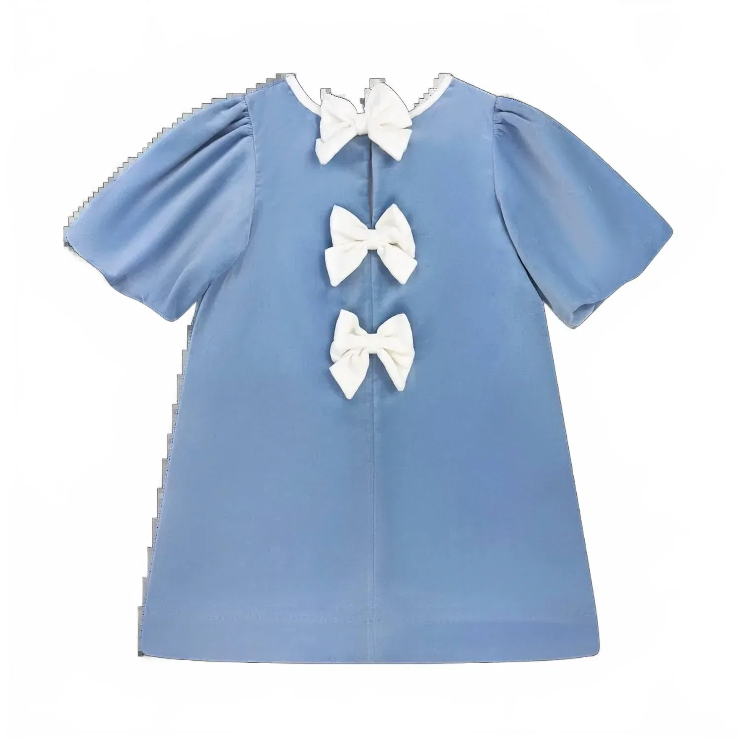 Детское платье для девочек с бархатными бантами Hallie Dress Set Proper, Beaufort Blue Velvet — фото 3