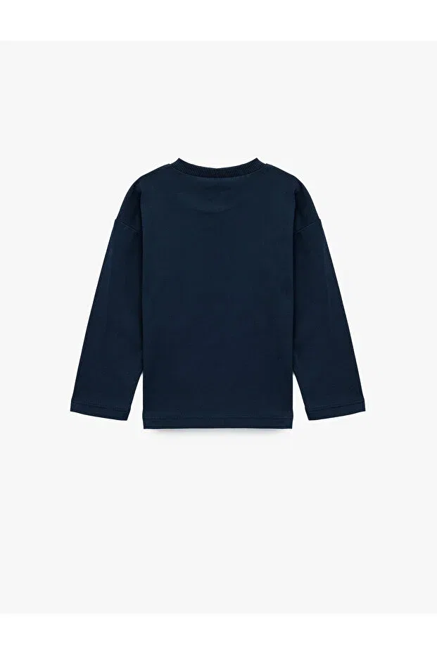 Детская футболка с принтом Car Printed Koton, Navy Blue — фото 2