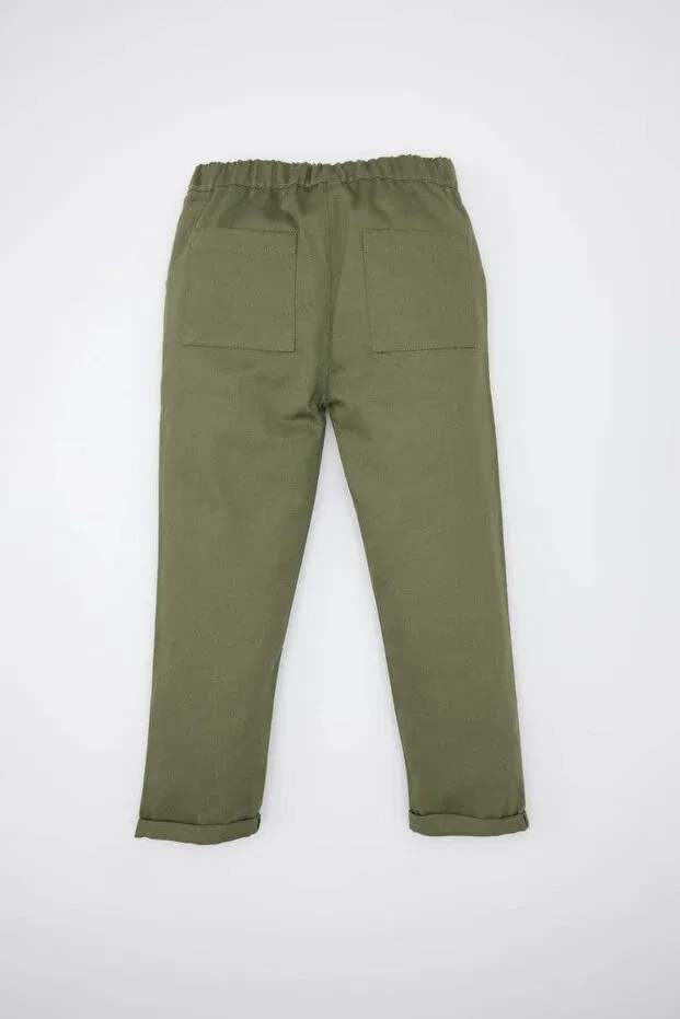 Детские брюки для мальчиков хлопковые Elastic Waist Folded Leg Gabardine Pants Baby Boy d5246a524wn Defacto, Khaki — фото 4