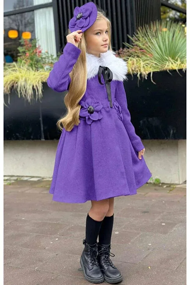 Детское зимнее пальто для девочек с длинным рукавом Riccotarz, Purple — фото 2