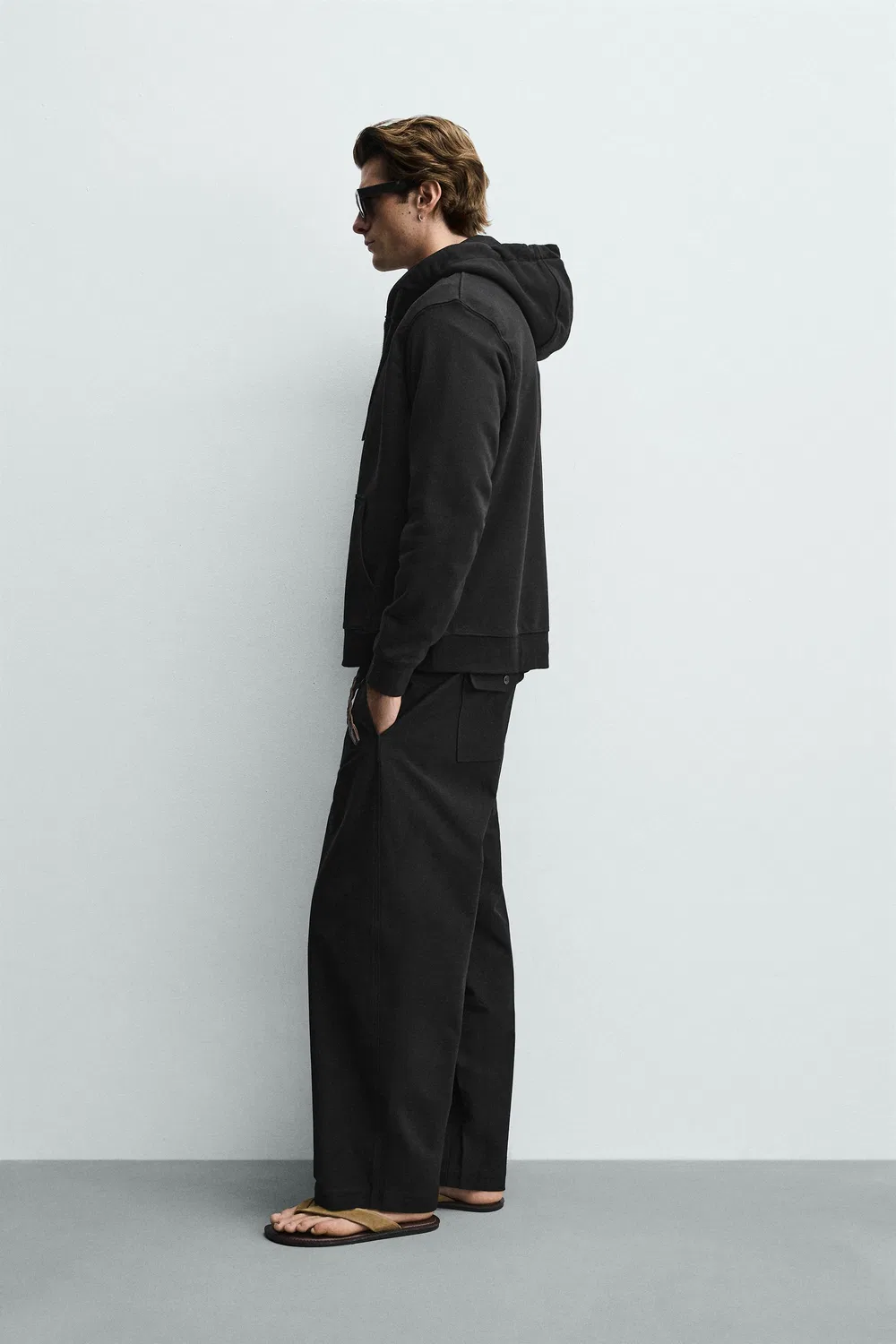 Толстовка свободного кроя на молнии ZARA, Black — фото 4