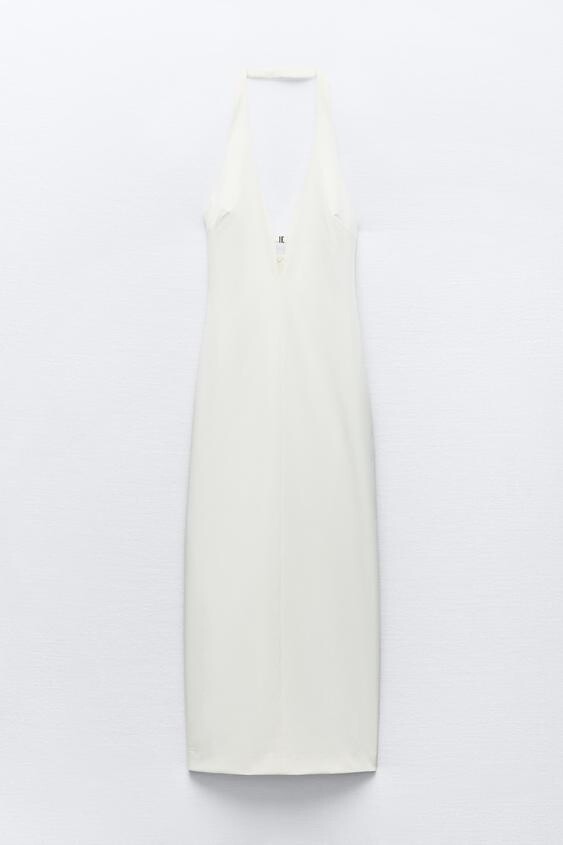 

Платье Zara Fitted Halter, желтовато-белый