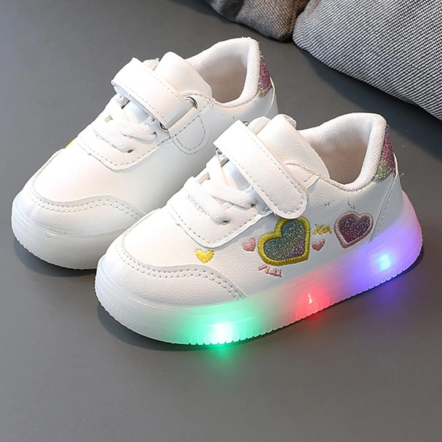 Детские кроссовки для мальчиков с принтом Unisex Luminous Sneakers, White — фото 3