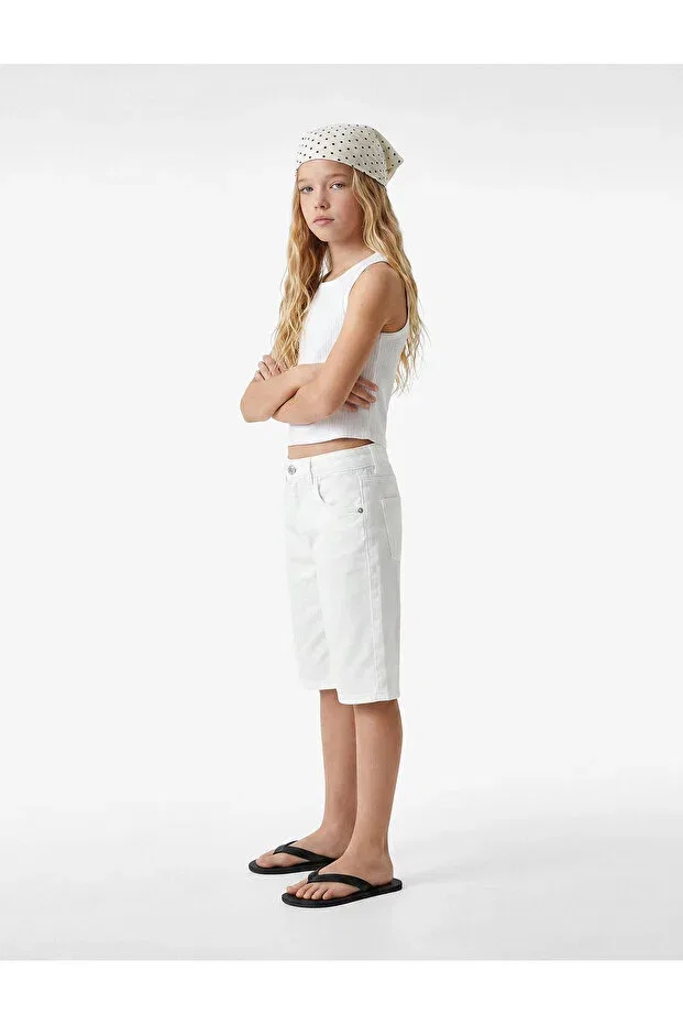 Детские шорты для девочек джинсовые свободного кроя Koton, White