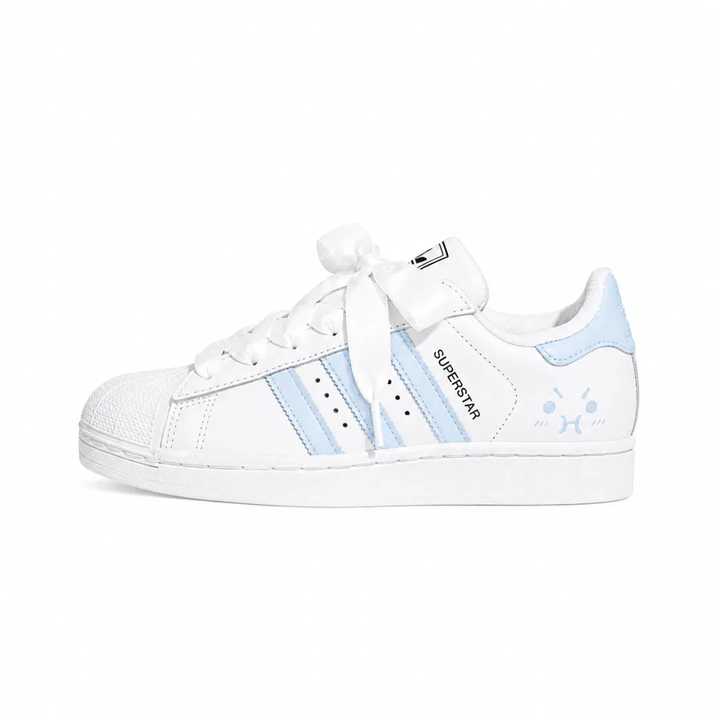Детские кеды для скейтбординга с принтом Superstar Adidas, White Blue