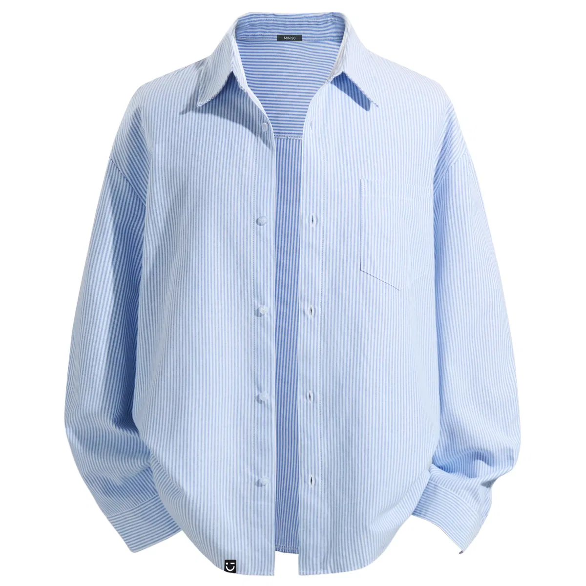 Детская рубашка с лацканом MINISO, Blue White Stripes