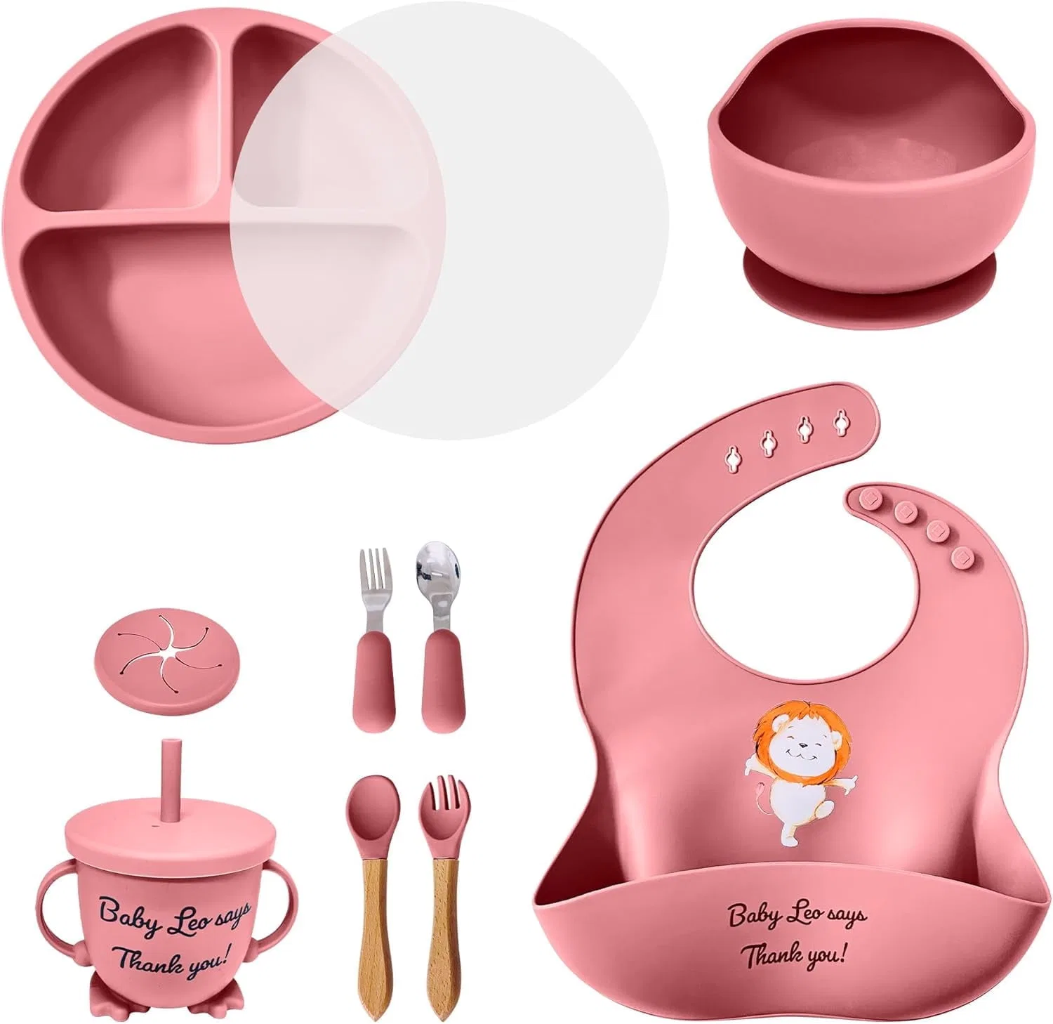 Набор детской посуды для кормления, 12 предметов, Aha Essentials, pink