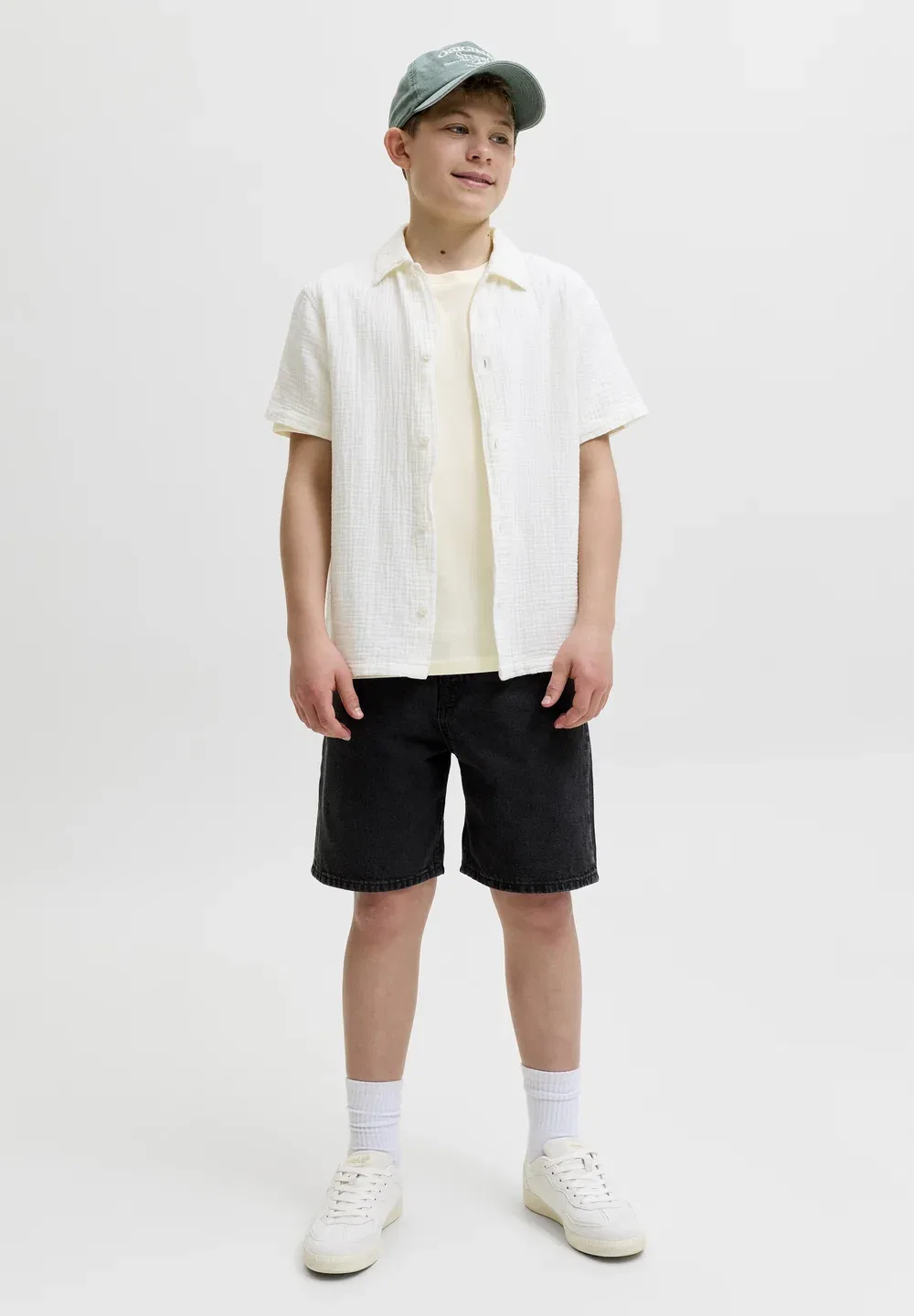 Футболка Jorafa с коротким рукавом и круглым вырезом, базовая модель Jack & Jones, Antique White