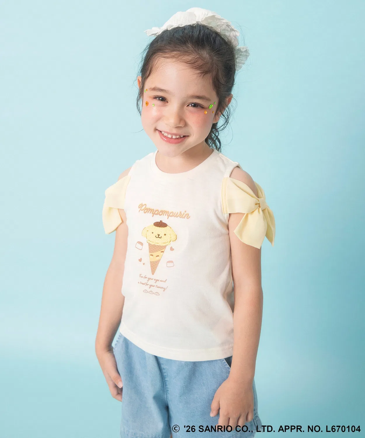 Детская футболка с принтом Sanrio Chiffon Shoulder Top Branshes, Ivory