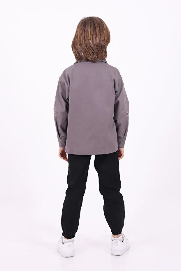 Детский пиджак для девочек с двумя карманами Basics Pollito, Smoke Grey — фото 4