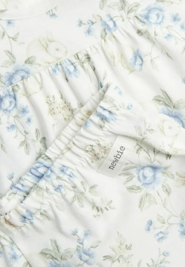 Комплект пижамы с цветочным принтом Floral pyjamas with frills unisex set, Newbie, off-white, белый — фото 3