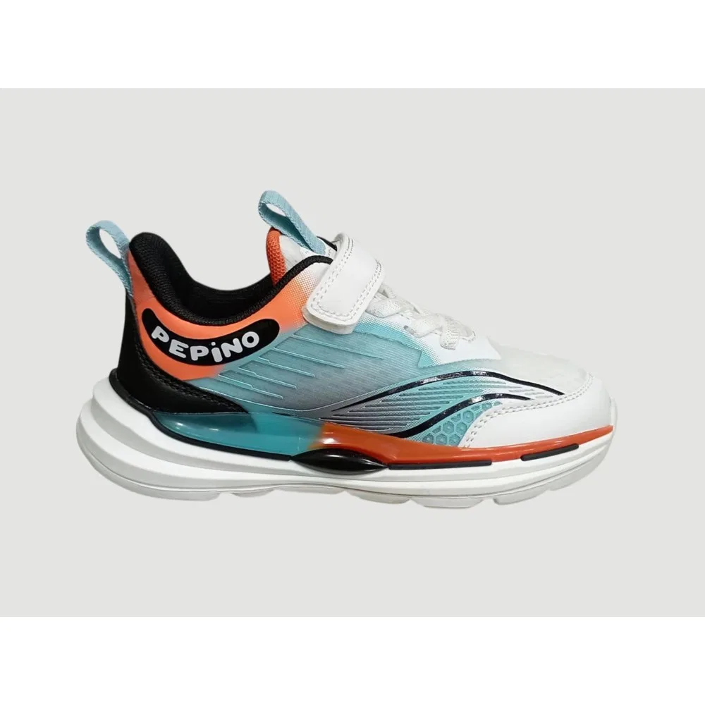 Детские спортивные кроссовки ортопедические с сеткой White Turquoise Orange Pepino