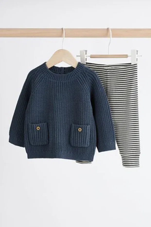 Детский комплект из футера с полосками Next Baby, Navy Blue