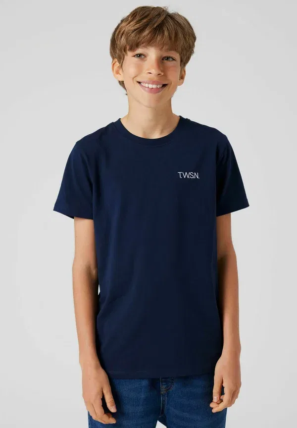Комплект из 2 футболок с коротким рукавом, хлопок, logo - basic t-shirt Two Soon, темно-синий Blazer