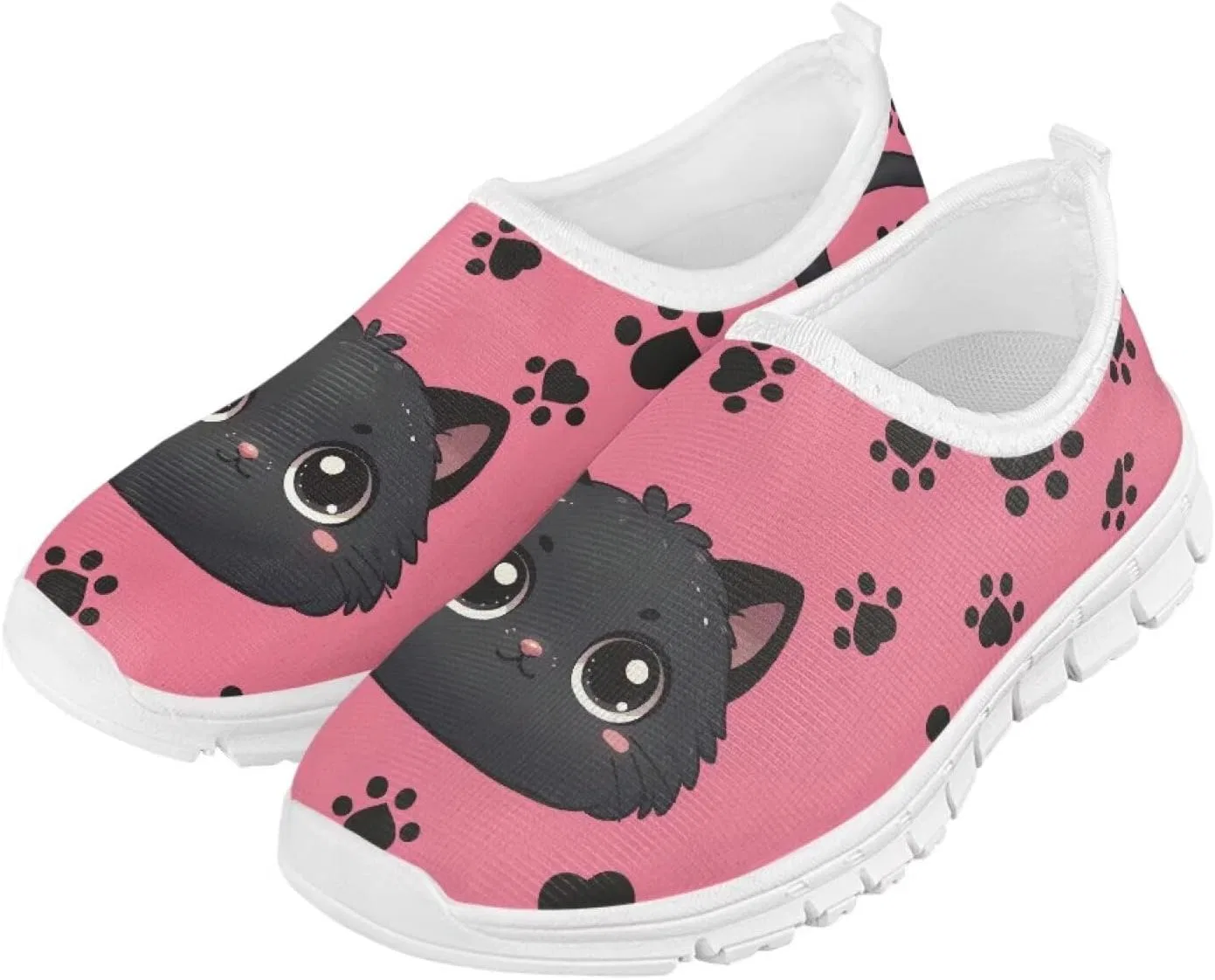 Детские мокасины на скользящей подошве с белой подошвой Qoiuvncy, Cat Print