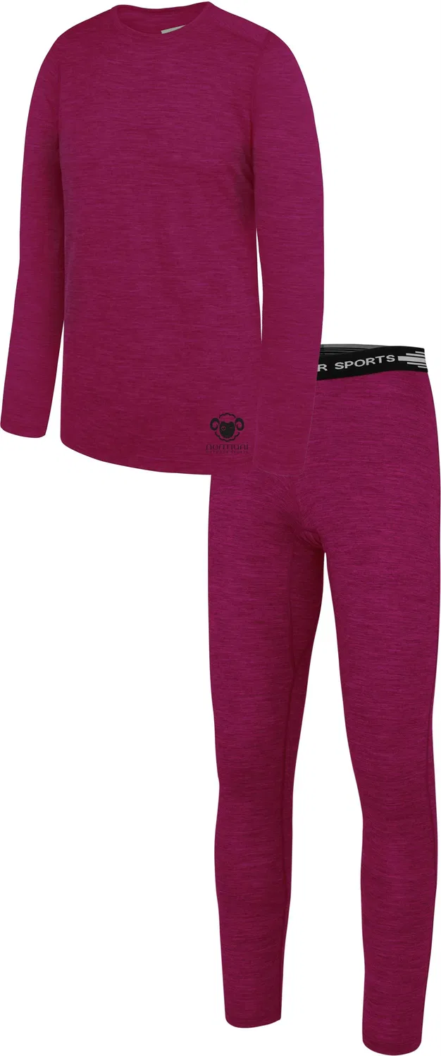 Комплект термобелья детский из мериносовой шерсти Normani Outdoor Sports, фуксия — фото 2