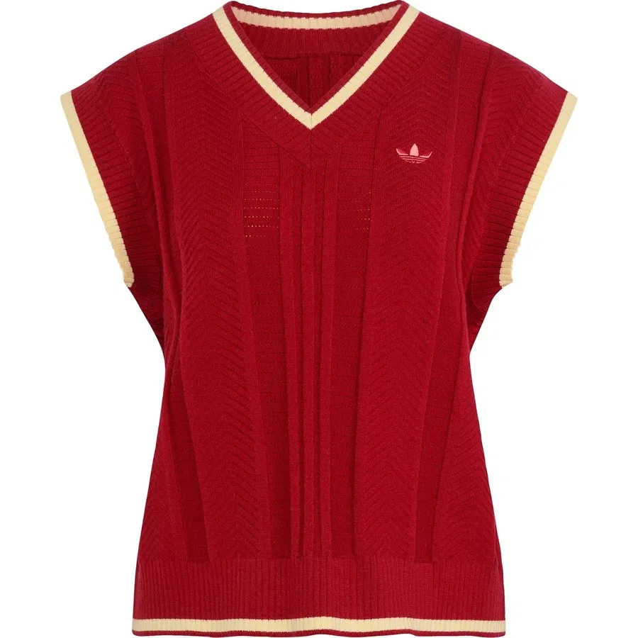 Женский свитер с V-образным вырезом Cable Knit Vest adidas Originals, Красный — фото 3