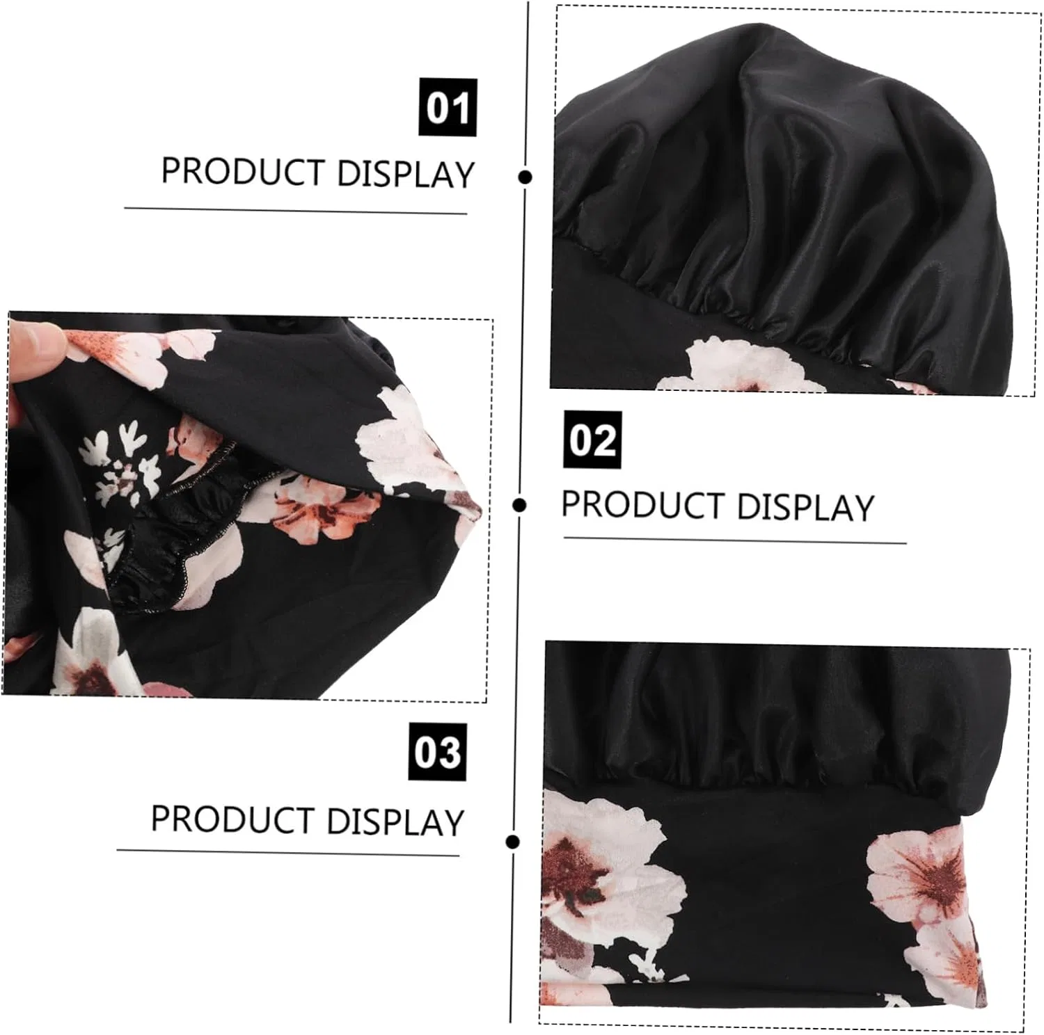 Шапочка для сна Satin Night Cap, DECORNIJIA, 29x27x3 см, Black — фото 3