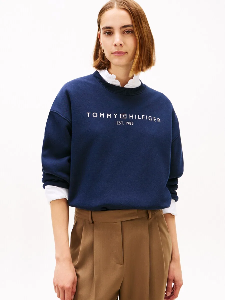 Толстовка TOMMY HILFIGER 'Logo Relaxed' темно-синего цвета — фото 3