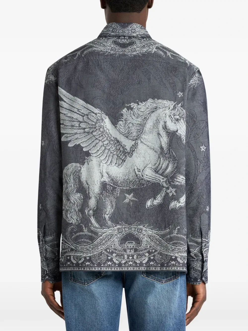 Рубашка из хлопка и шелка с мивом Pegaso Etro, серый — фото 3