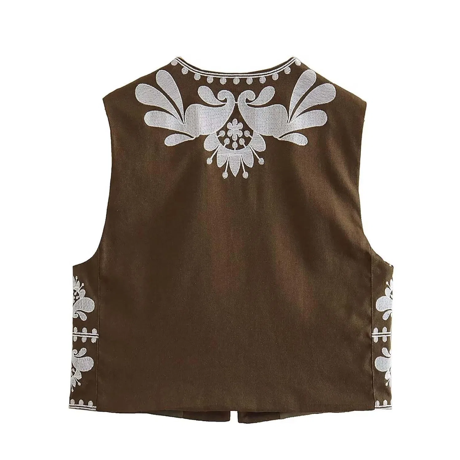 Женский жилет без рукавов с цветочным принтом Vintage Vest, 01 kaki — фото 3