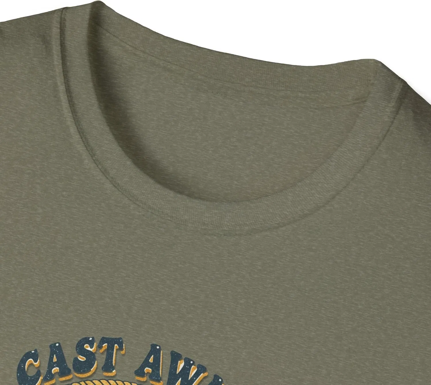 Мужская футболка с принтом Cast Away! Retro Bait Co, Heather Military Green — фото 4
