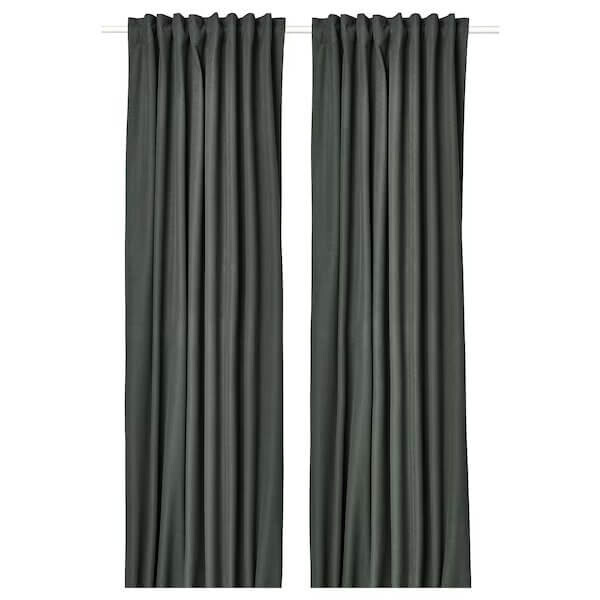 Комплект штор блэкаут Ikea Rosenmandel, 2 шт, 135x250 см, темно-зеленый