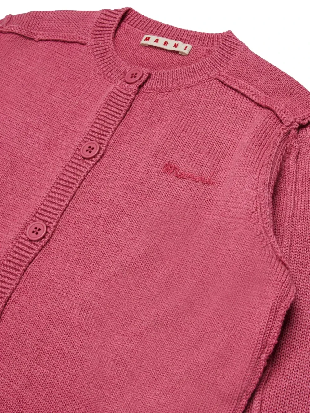 Кардиган с вышитым логотипом Marni Kids, розовый — фото 3