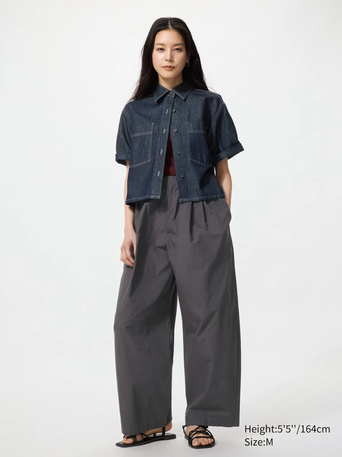 Брюки Uniqlo, хлопковые, серые