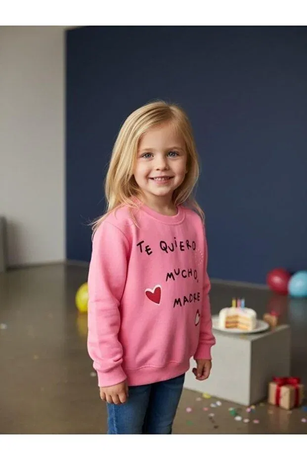 Детские свитшот для девочек с принтом Zekids, Pink — фото 2