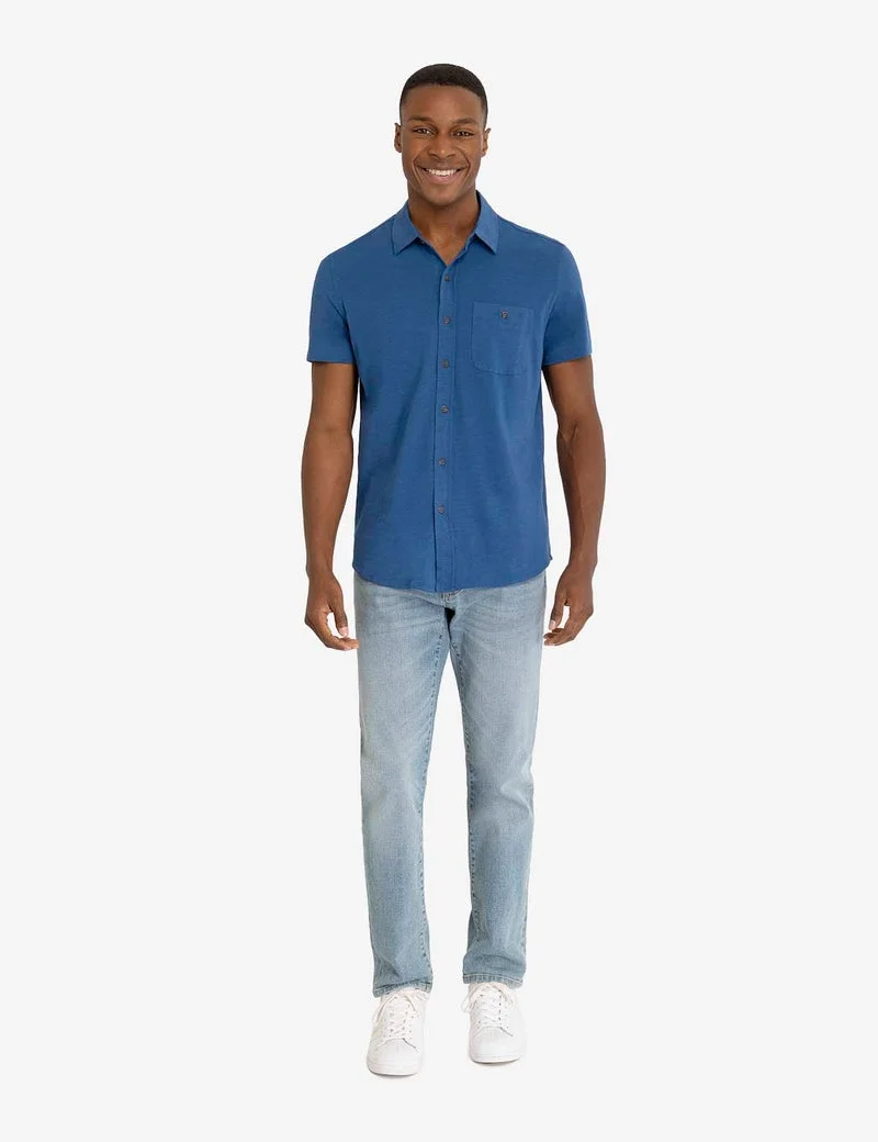 Мужская рубашка U.S. Polo Assn. Full Placket Slub Jersey, синий — фото 3